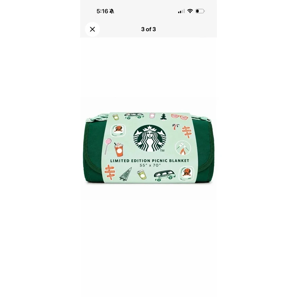 Starbucks‎ Road Trip Collection Picnic Blanket Limited